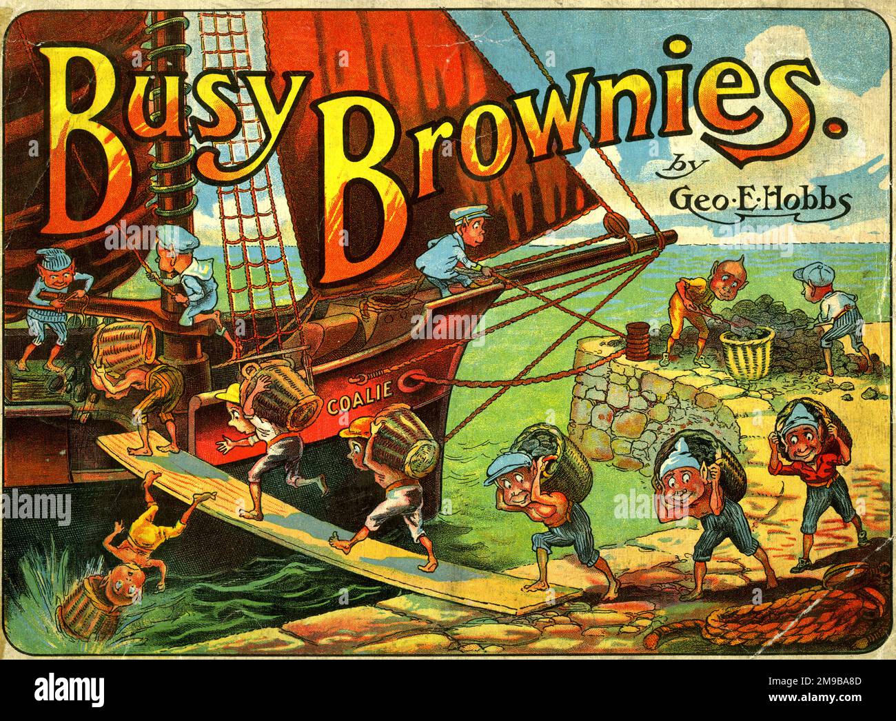Motif couverture, Busy Brownies par George E Hobbs, 1910 Banque D'Images
