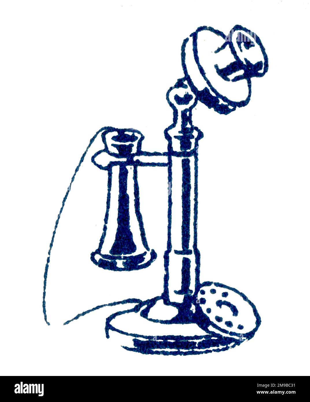 Téléphone à chandelier, bloc d'imprimante 1920s Banque D'Images