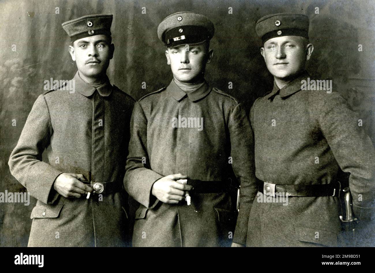 Trois soldats allemands, 1917 mai WW1 Banque D'Images