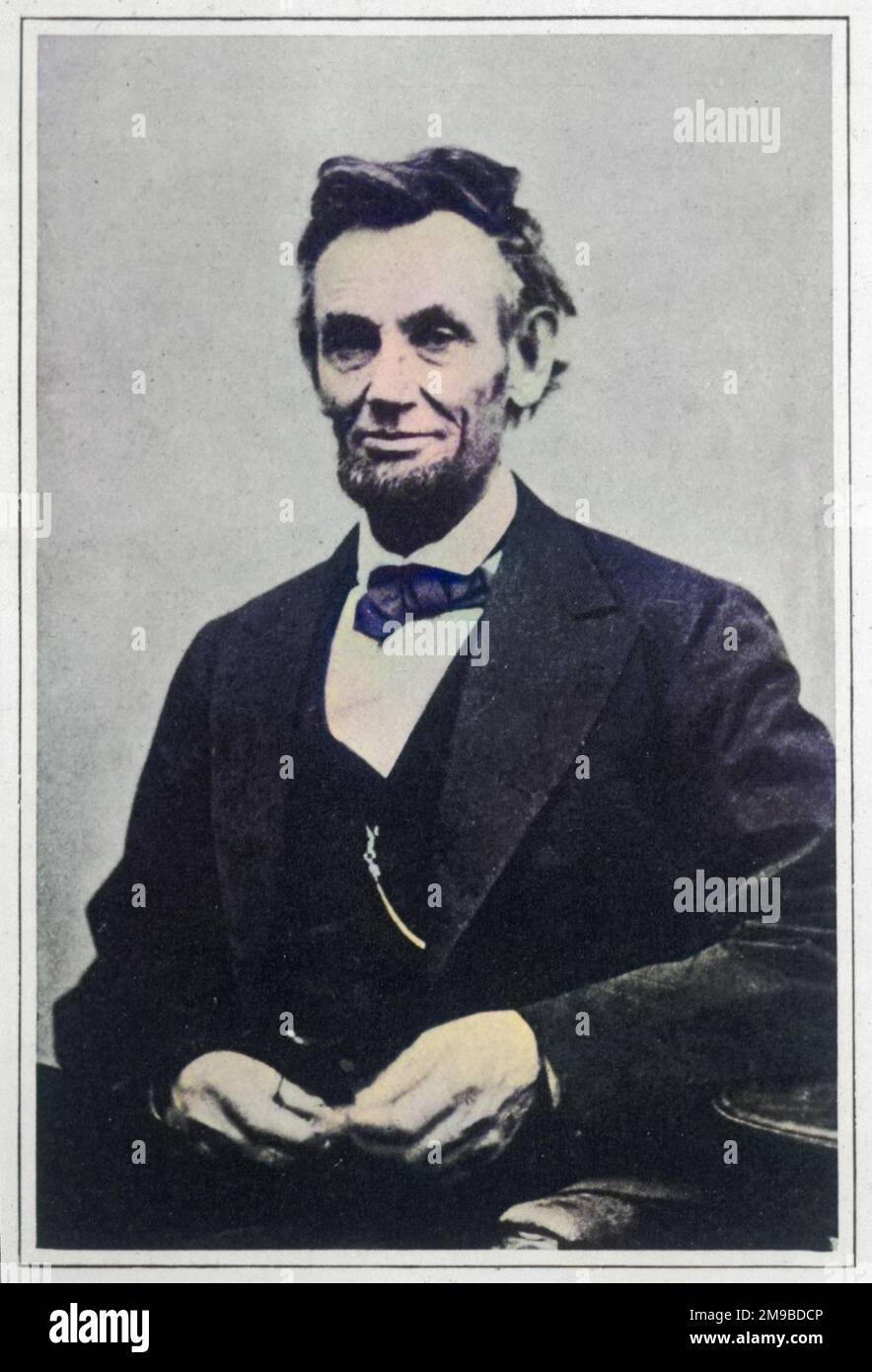 Abraham Lincoln (1809 - 1865), la dernière photographie officielle prise, le jour où la Confédération s'est rendue, 5 jours avant sa mort. Banque D'Images