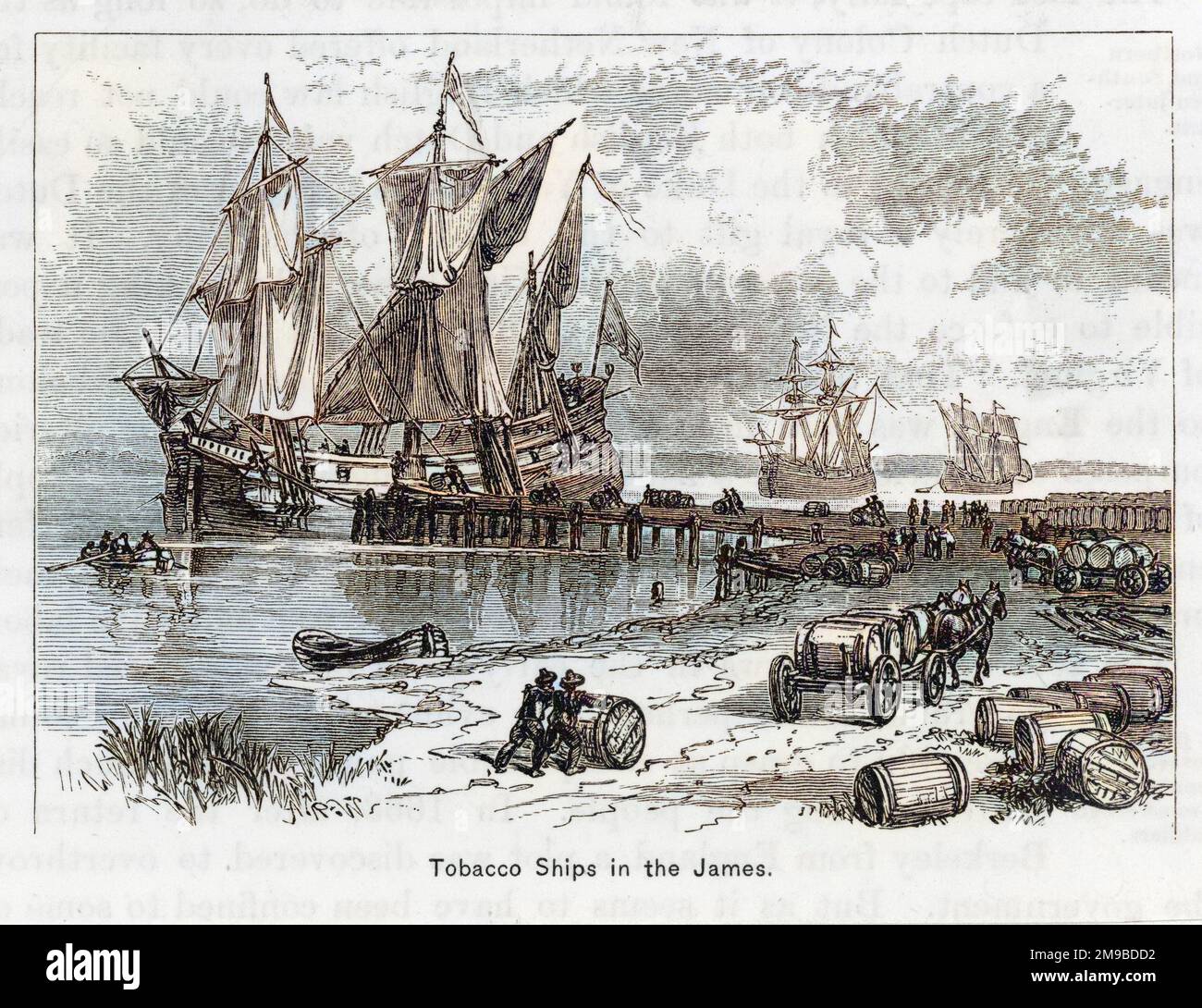 Navires de tabac transportant du tabac dans la rivière James, Virginie, Amérique Banque D'Images