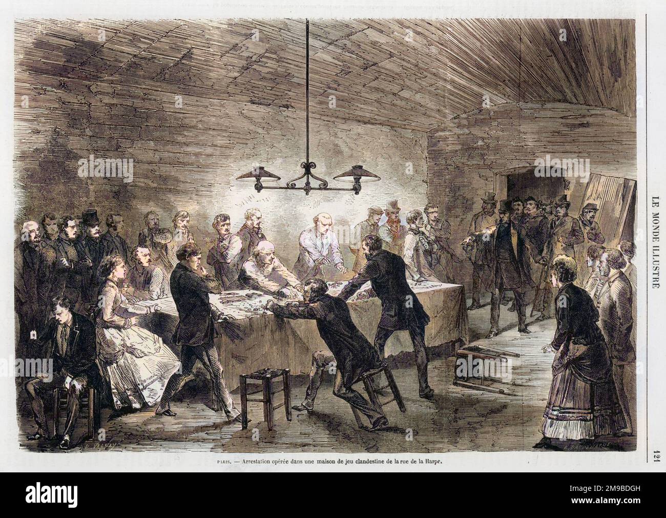 La police raid un club de jeu dans la rue de la Harpe, Paris Banque D'Images