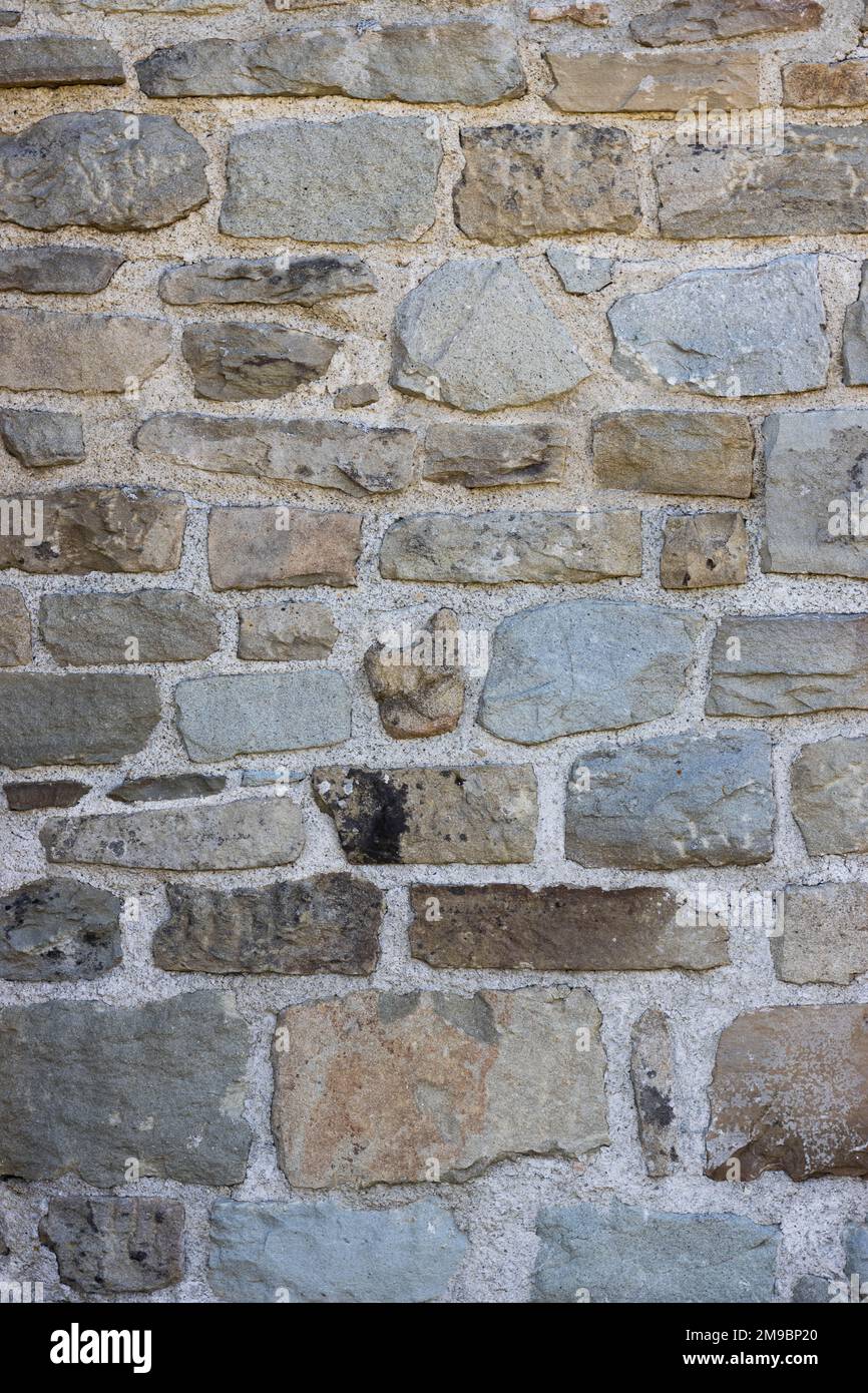 Texture murale faite à la main avec pierres et ciment, Appennini, Italie. Photo de haute qualité Banque D'Images