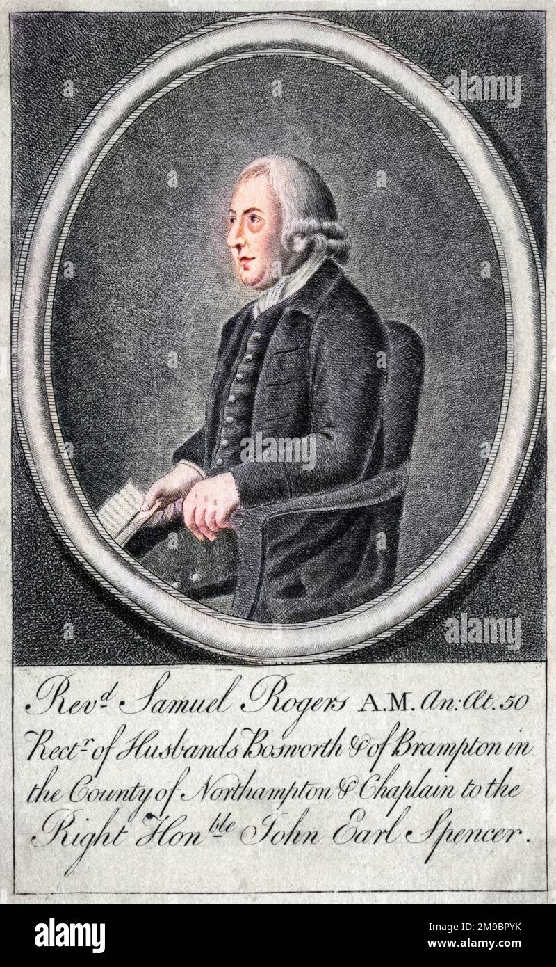 SAMUEL ROGERS churchman anglais, recteur des époux Bosworth et Brampton dans le comté de Northampton et aumônier de earl Spencer. Banque D'Images