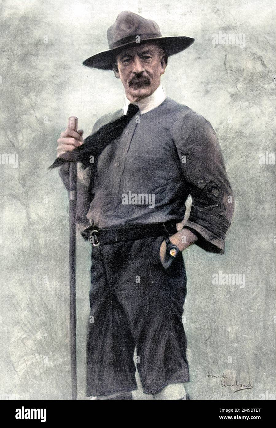 Robert Baden-Powell, 1st Baron Baden-Powell (1857 - 1941), soldat anglais et fondateur des scouts, photographié dans son uniforme scout en chef. Banque D'Images