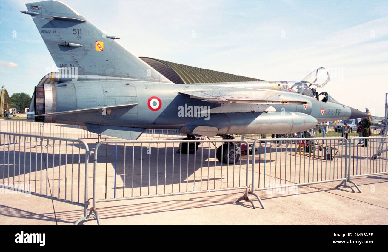 Armee de l'Air - Dassault Mirage F.1B 511 - 33-FF (msn 511), d'Escadron de chasse 01-033, à la base eyrienne 112 Reims-Champagne le 14 septembre 1997. (Armée de l'Air - Force aérienne française). Banque D'Images