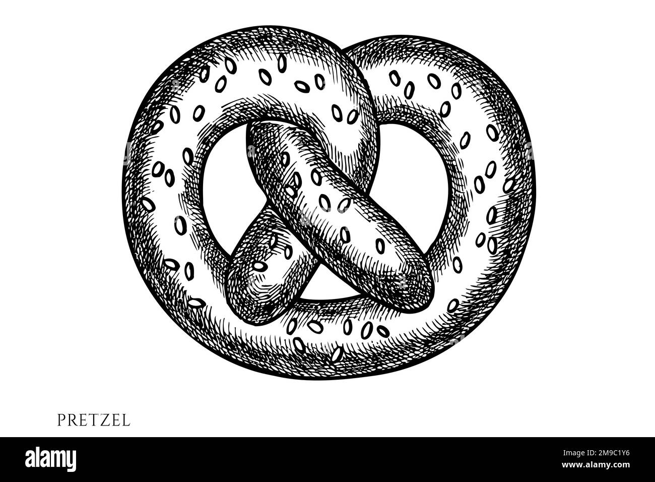 Collection d'illustrations vectorielles vintage Carnival Food. Bretzel noir et blanc. Illustration de Vecteur