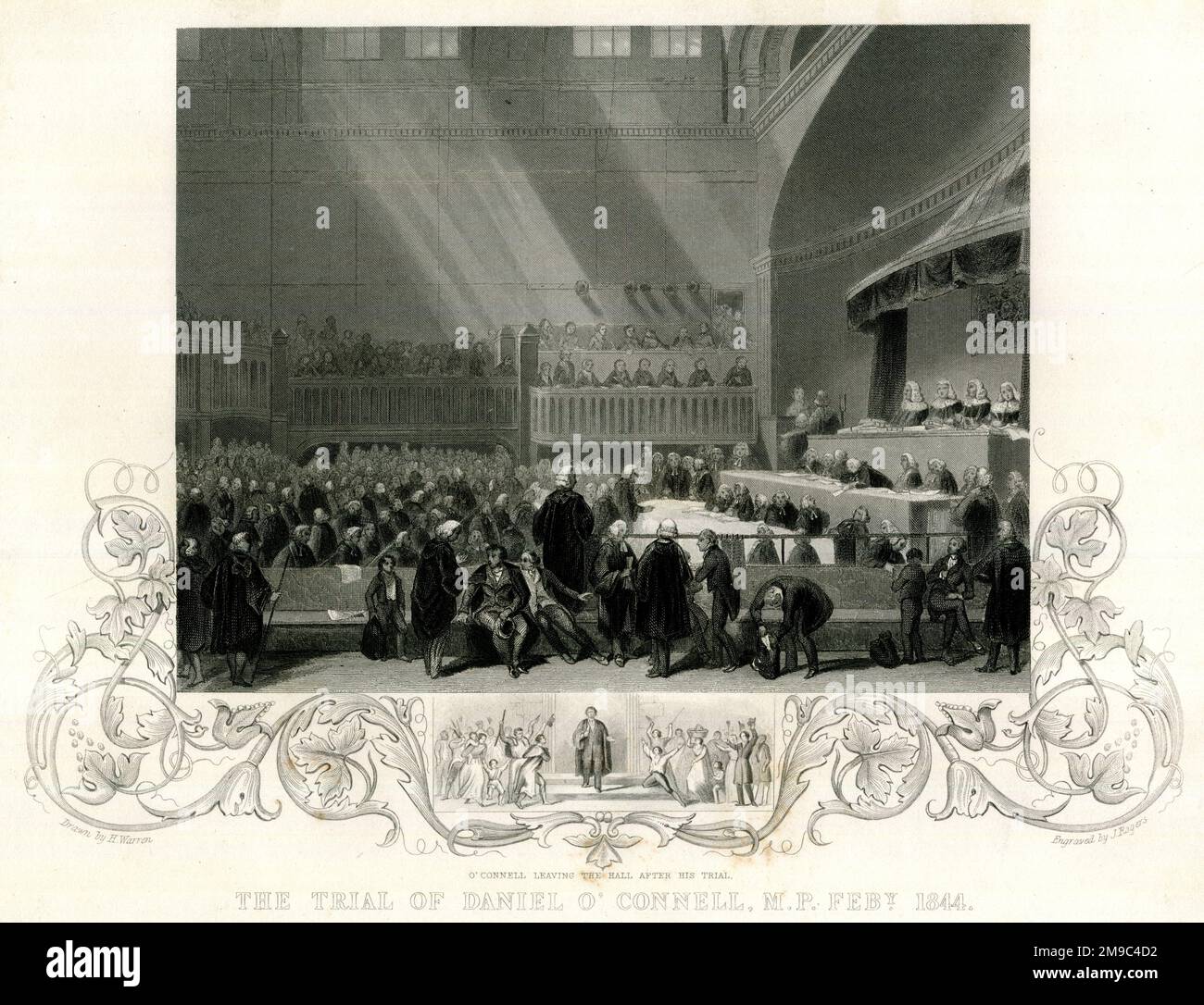 Le procès de Daniel O'Connell, député irlandais, février 1844 - il a été condamné à un complot, qui a été renversé en appel devant la Chambre des Lords. Banque D'Images