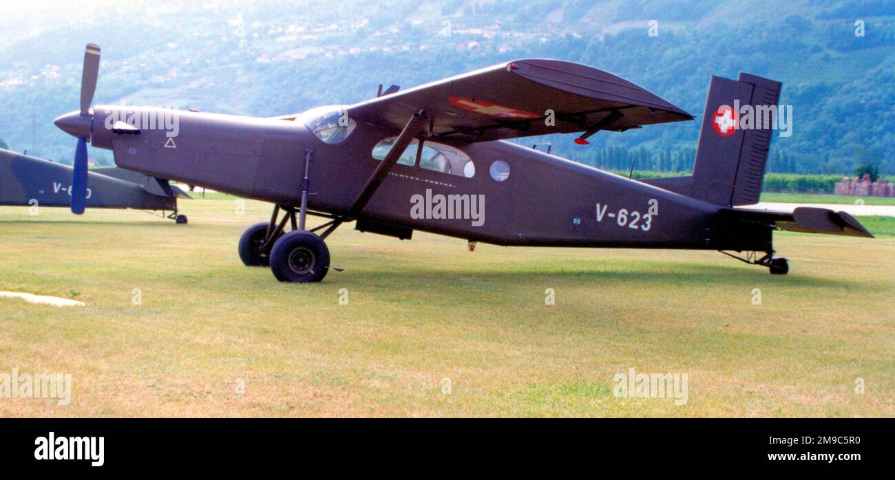 Swiss Air Force - Pilatus PC-6/B2-H2M Turbo porter V-623 (msn 649), of lTsT7, à la base aérienne de Payerne. (Allemand: Schweizer Luftwaffe; français: Forces eyriennes suisses; italien: Forze aeree svizzere; romanche: Aviatica militara svizra) Banque D'Images