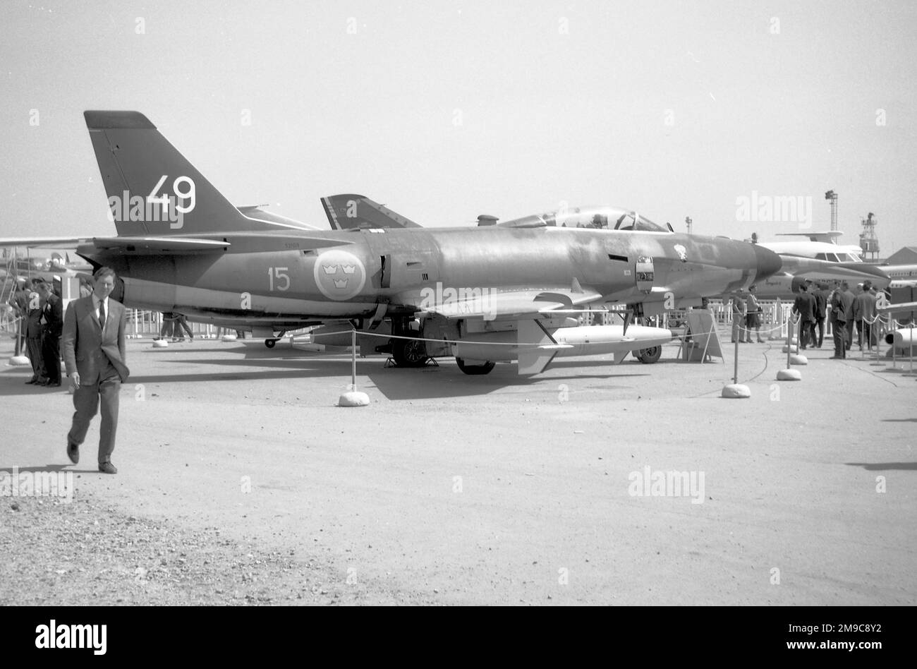Flygvapnet – Saab A 32A Lansen 32108, de la F15 e Escadre, au salon de l'air de Paris le 15 juin 1965. (Flygvapnet - Force aérienne suédoise) Banque D'Images