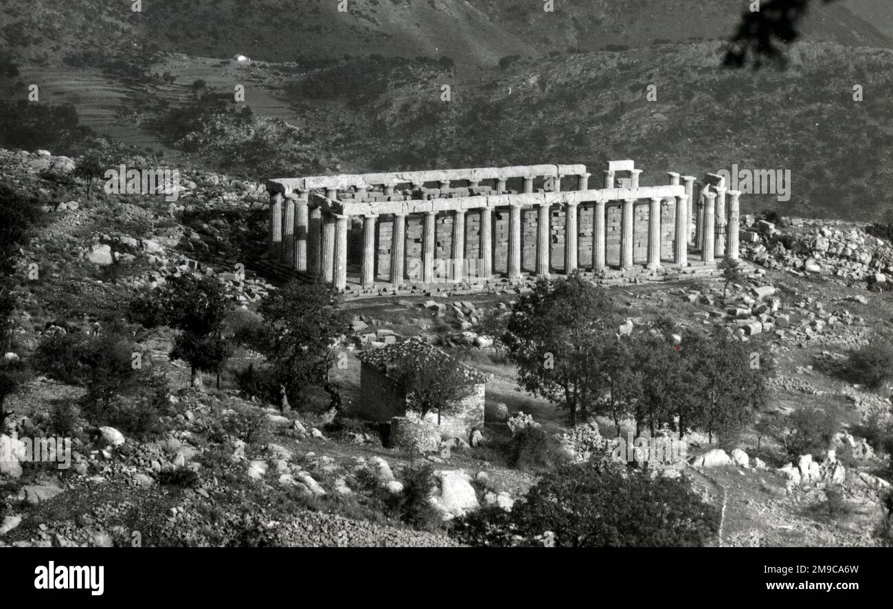 Le temple en colonnes d'Apollon Epicurius, qui s'élève majestueusement dans le sanctuaire de Bassae dans les montagnes d'Arkadia Grèce. Banque D'Images