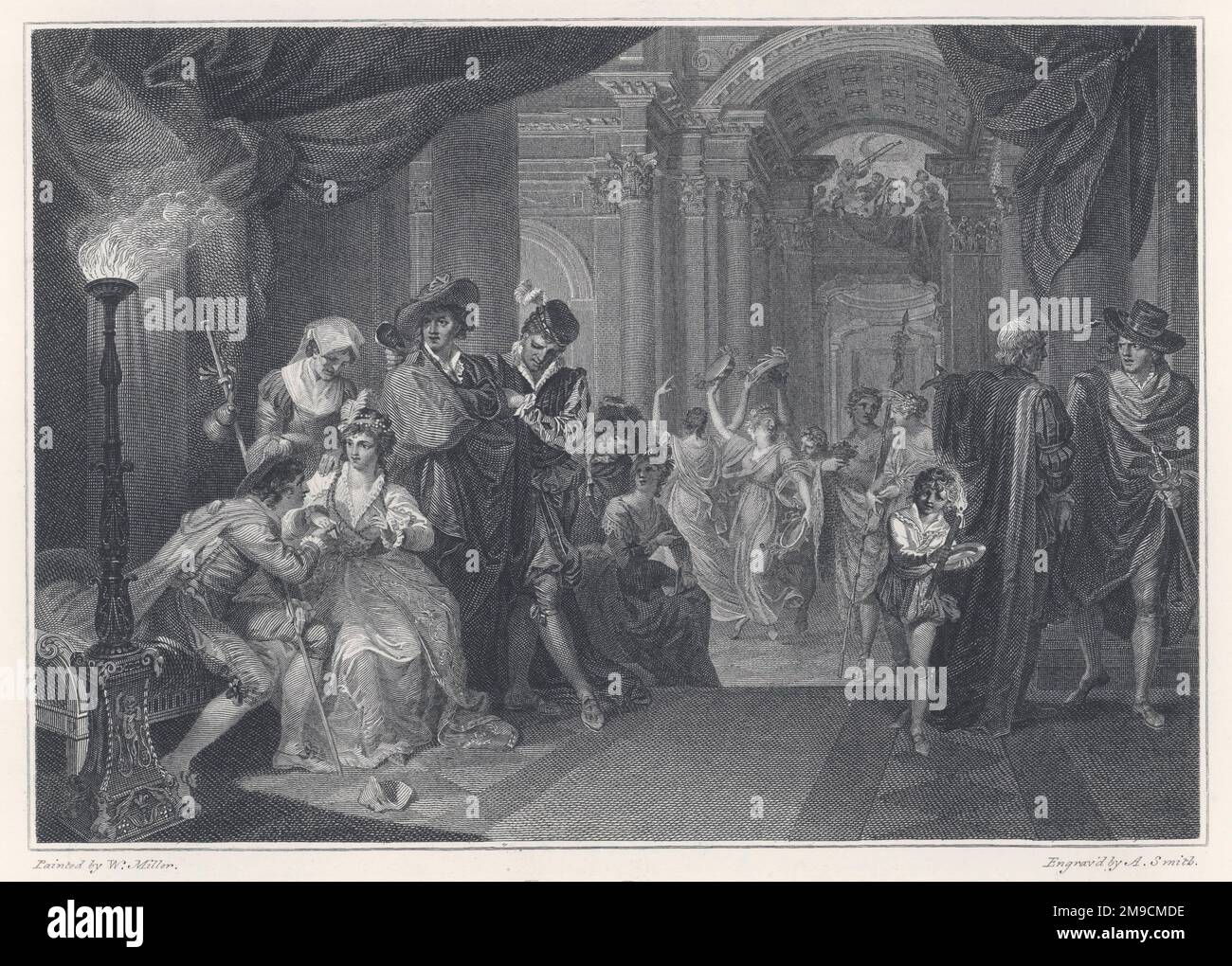 ACTE I, SCÈNE V: Le banquet à la Maison de Capulet; Paris tente de woo Juliet. Banque D'Images