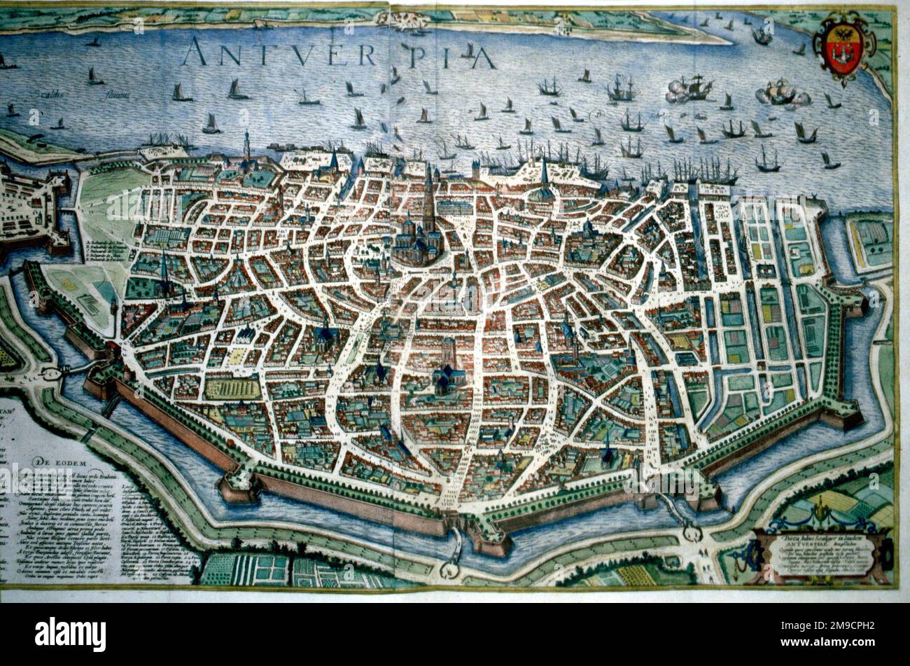 16th Century City carte d'Anvers, Hollande Banque D'Images