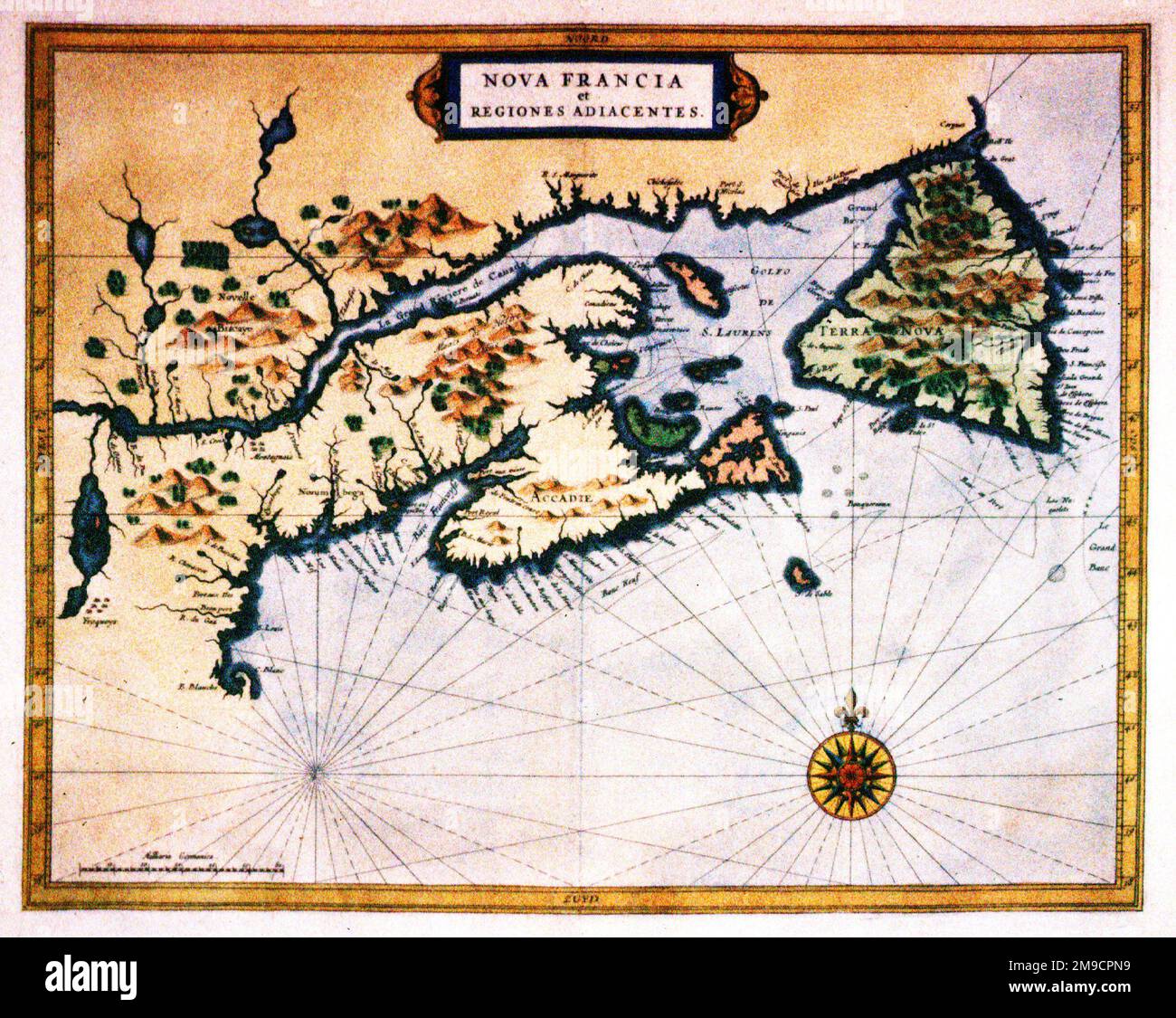 Carte du 17th siècle de Nova Francia, Nouvelle-France, Amérique Banque D'Images