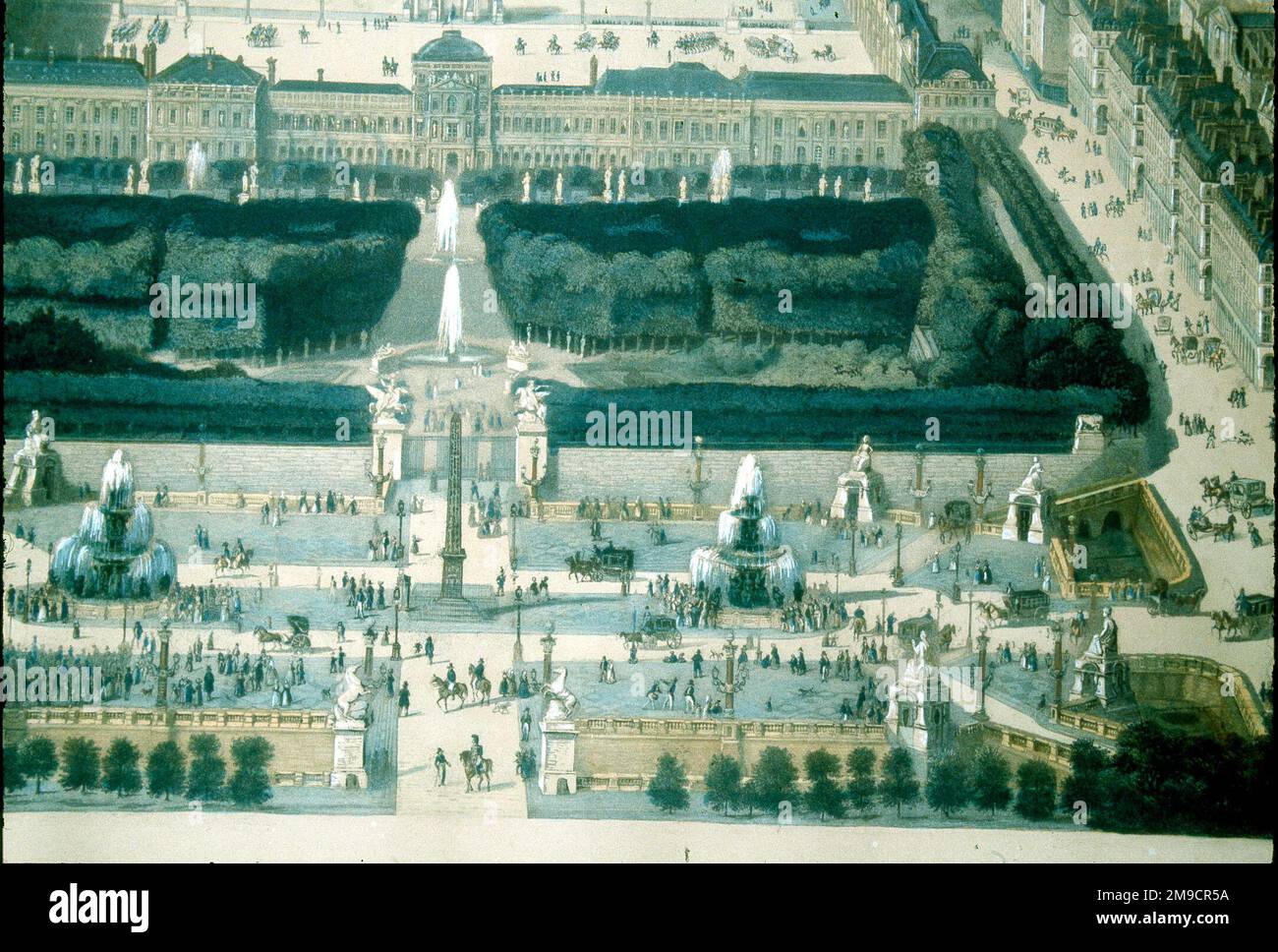 Vue de 19th siècles sur le Louvre et les Tuilieries, Paris Banque D'Images