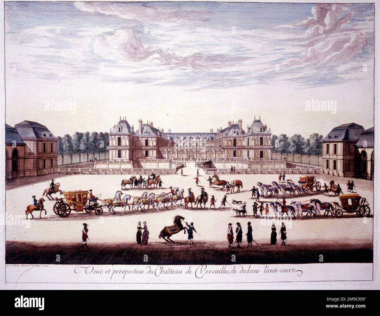 Vue de 18th siècles sur le château de Versailles, Paris Banque D'Images