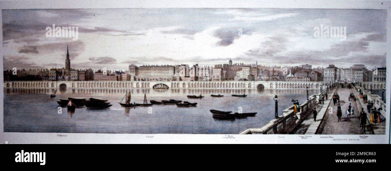 Vue sur la rive nord de la Tamise depuis le pont de Westminster jusqu'au pont de Londres Banque D'Images