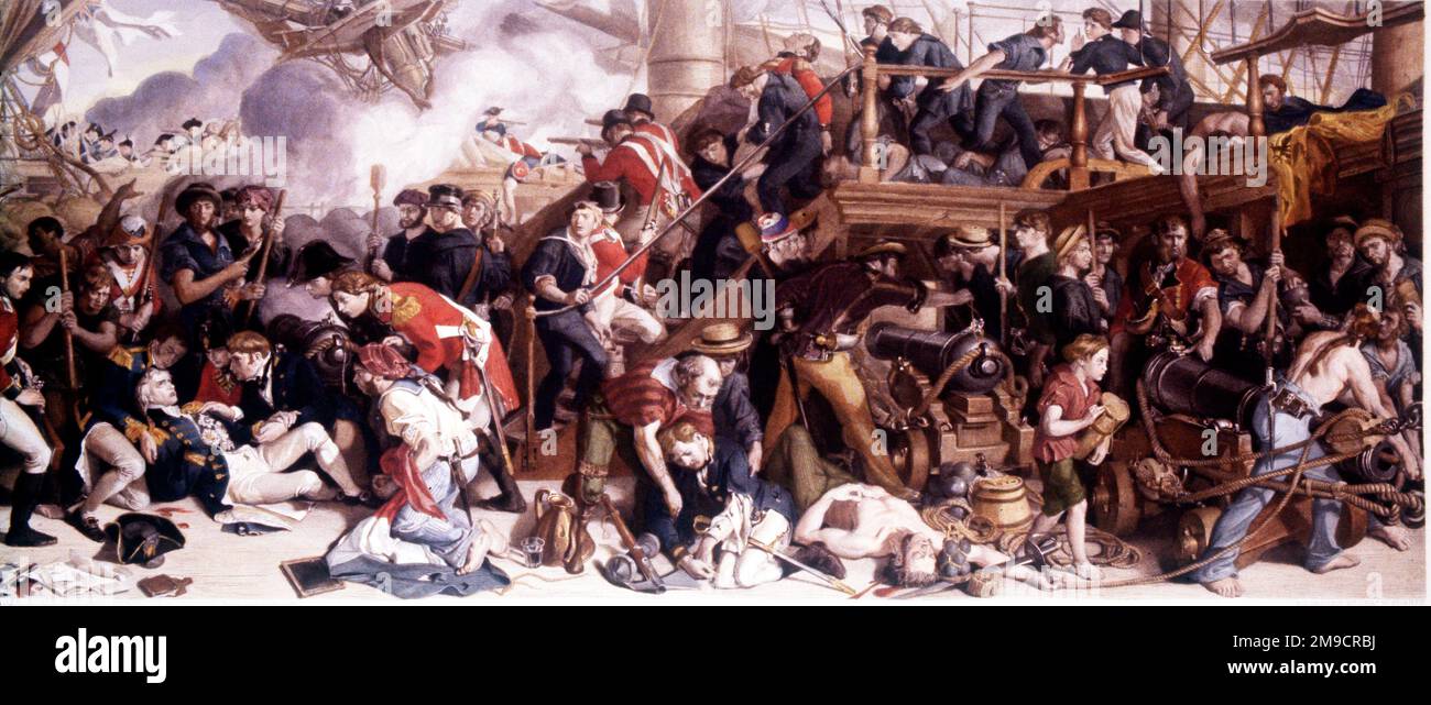 La mort de l'amiral Horatio Nelson, bataille de Trafalgar Banque D'Images