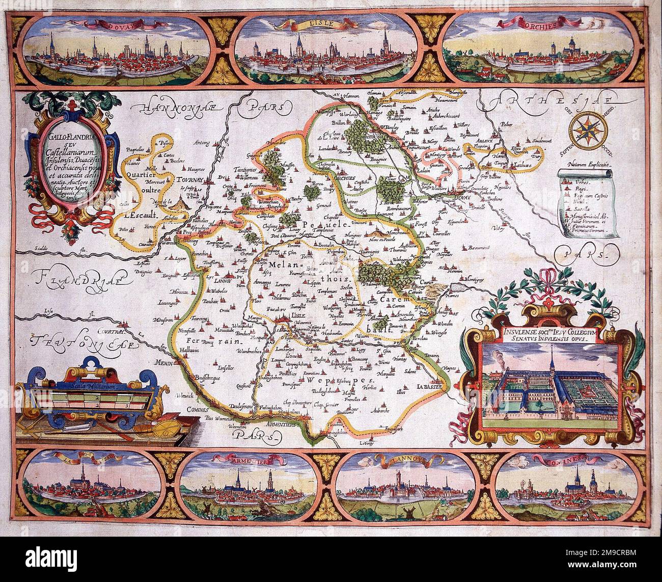 Carte du 17th siècle de Gallo-Flandriae, Flandre française Banque D'Images