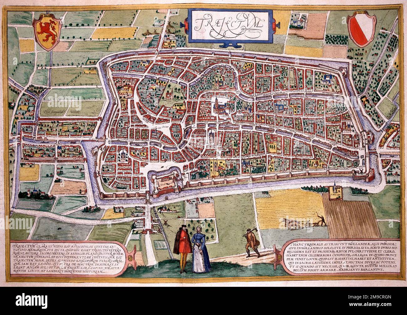 Carte du 16th siècle d'Utrecht (Trajectum), Hollande Banque D'Images