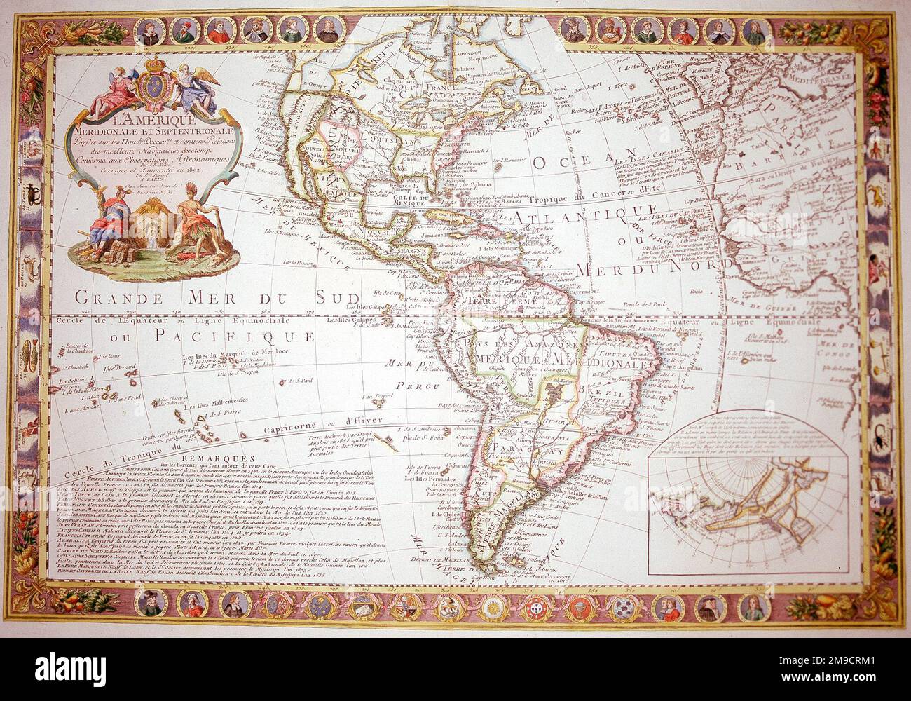 Carte du 18th siècle de l'Amérique du Nord et du Sud Banque D'Images