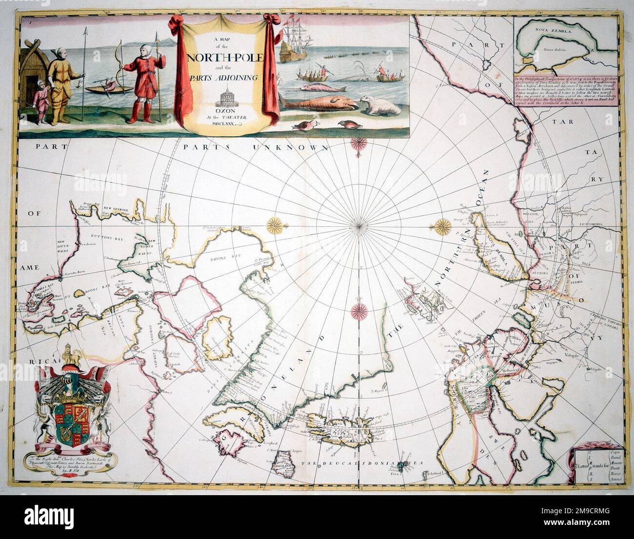 17th siècle carte du pôle Nord Banque D'Images