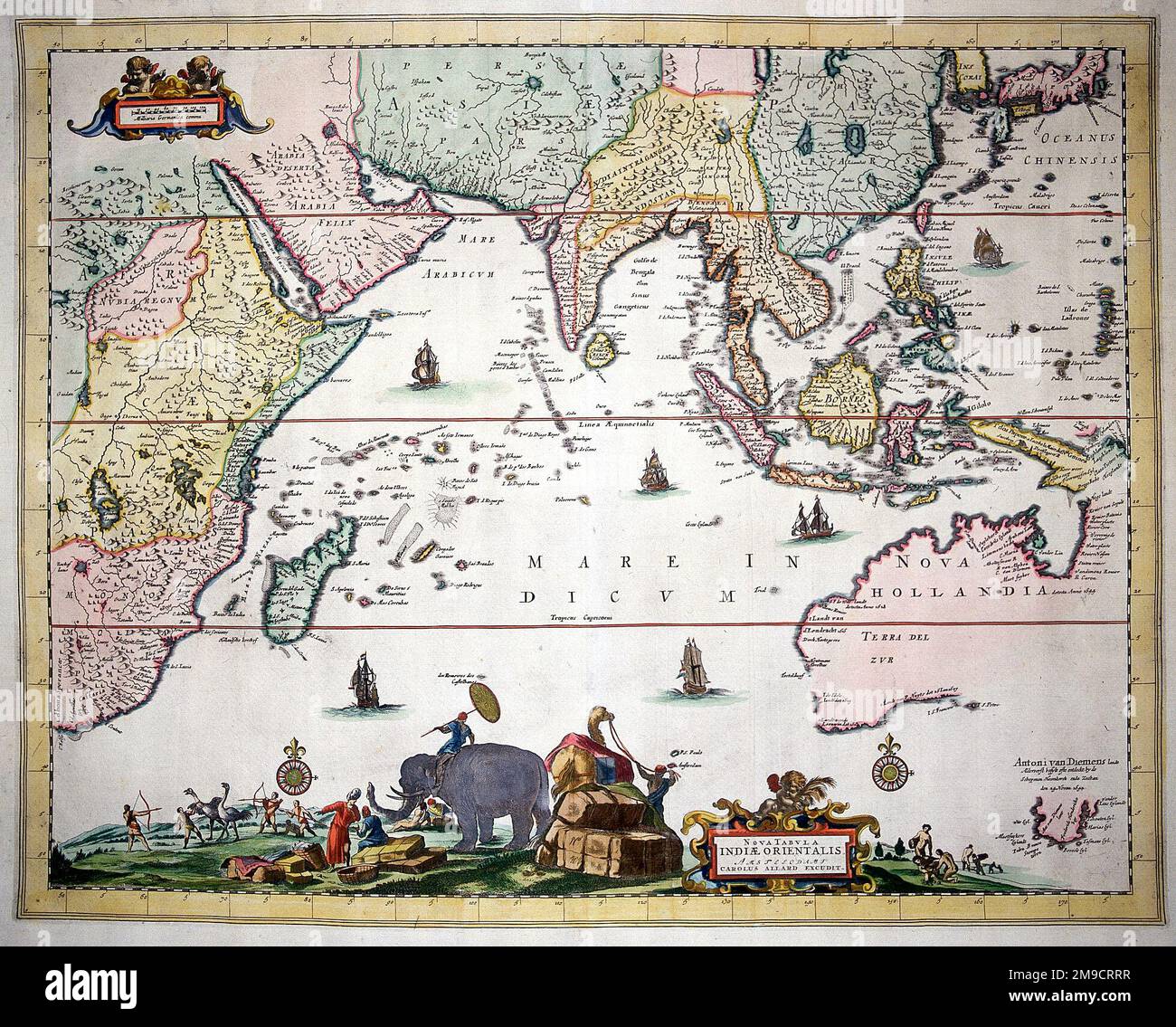 Nova Tabula Indiae orientalis carte des Indes orientales 1700 Banque D'Images