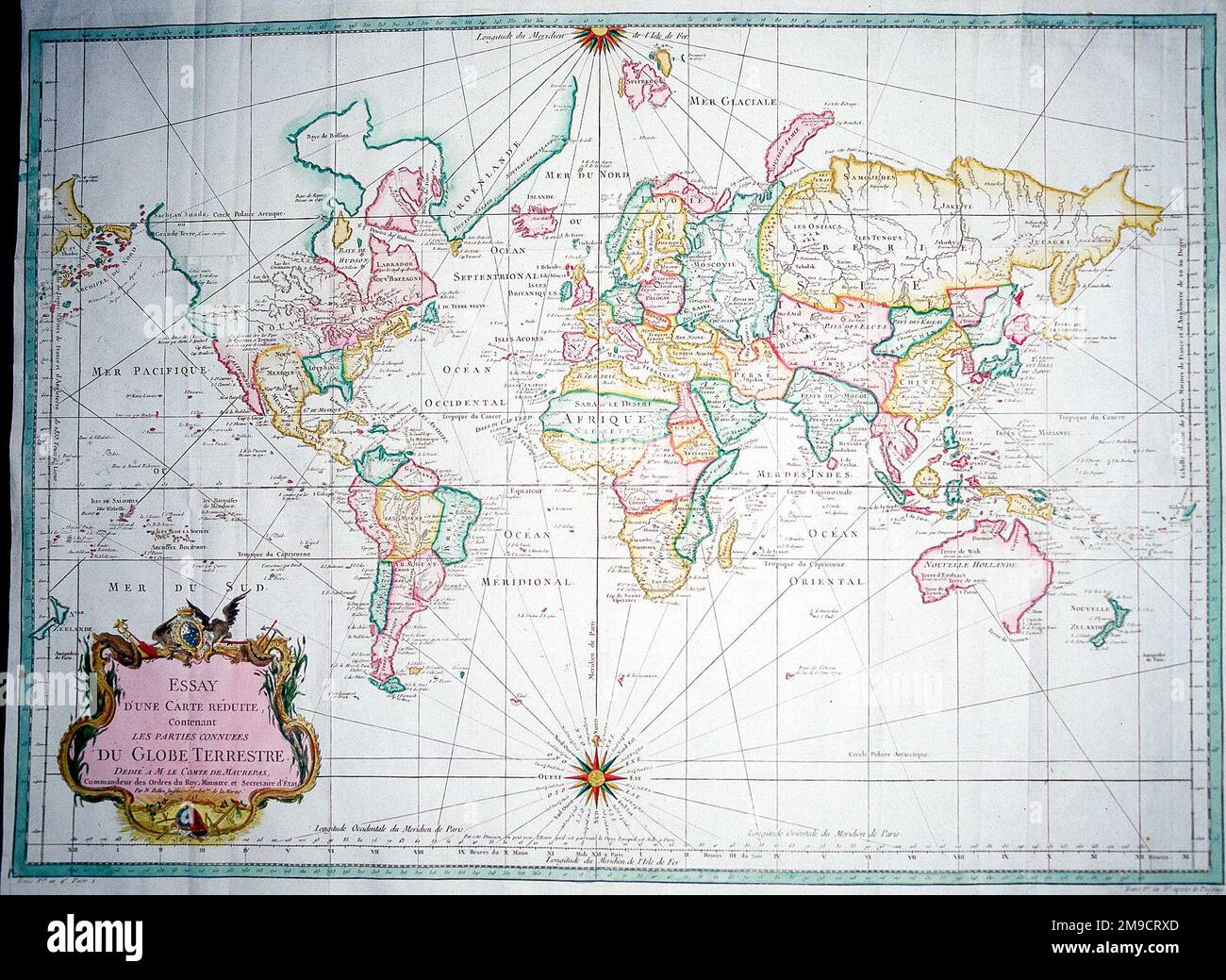 18th Century World Map - projection Mercator Photo Stock - Alamy