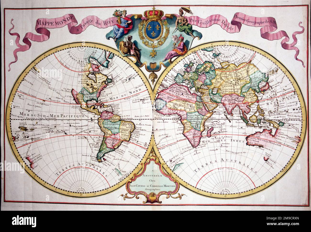 18th carte du monde du siècle Banque D'Images