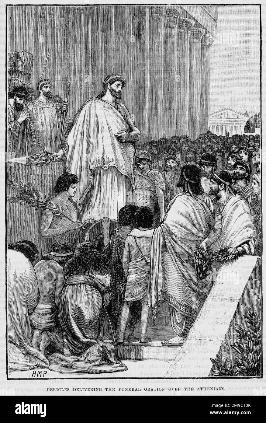 Pericles délivrant l'Oration funéraire au-dessus des Athéniens - 429 av. J.-C. Banque D'Images