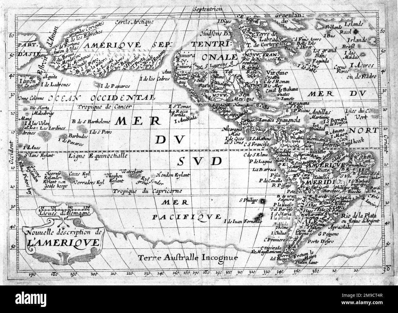 Carte du 18th siècle de l'Amérique du Nord et du Sud Banque D'Images