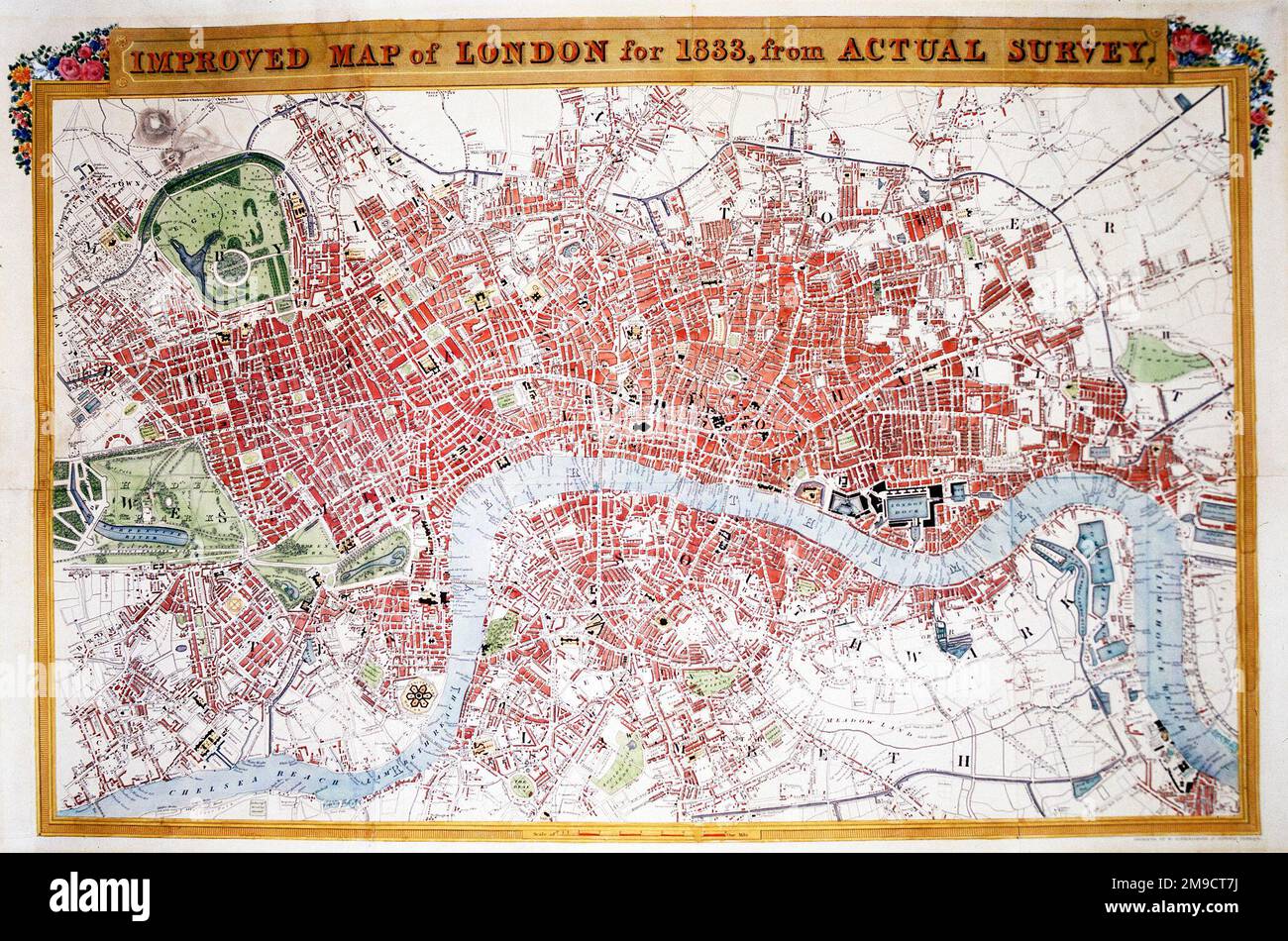 Carte améliorée de Londres pour 1833 Banque D'Images