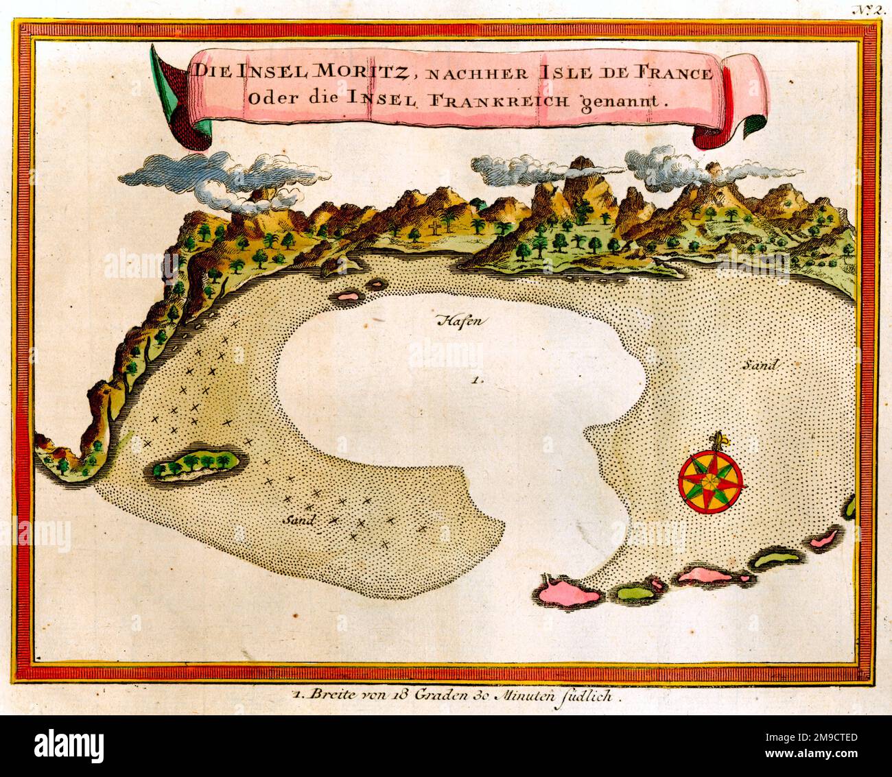 Carte du 18th siècle de Maurice (Ile de France) Banque D'Images