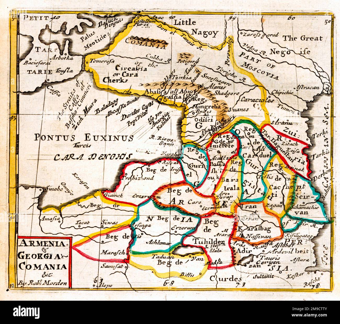 Carte du 17th siècle de l'Arménie et de la Géorgie Banque D'Images