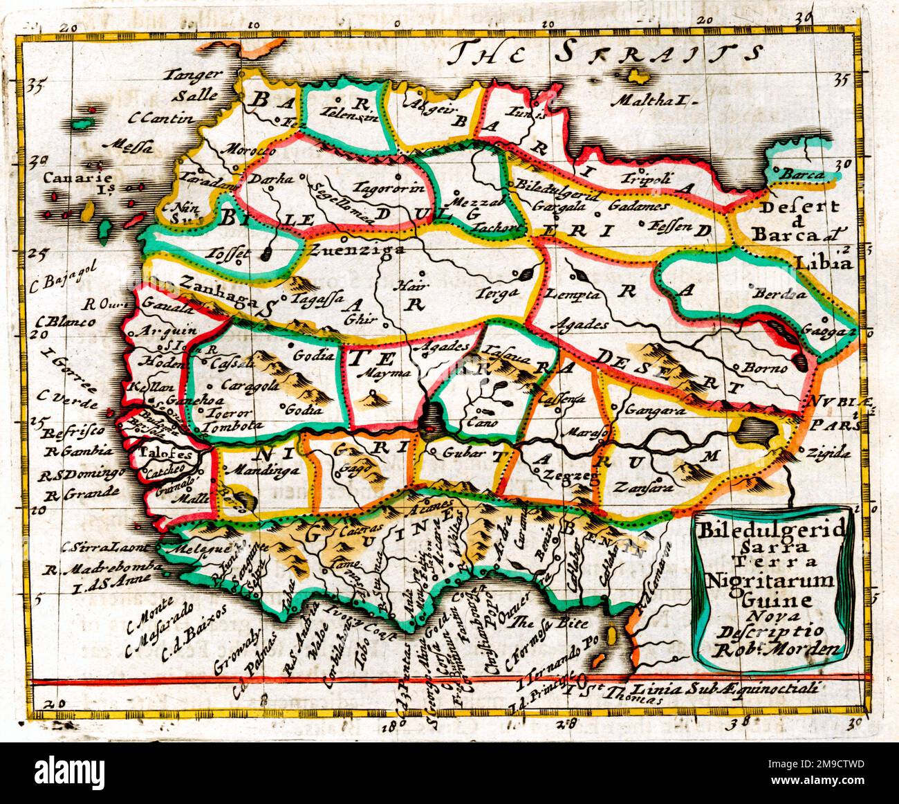 Carte du 17th siècle de l'Afrique du Nord-Ouest Banque D'Images