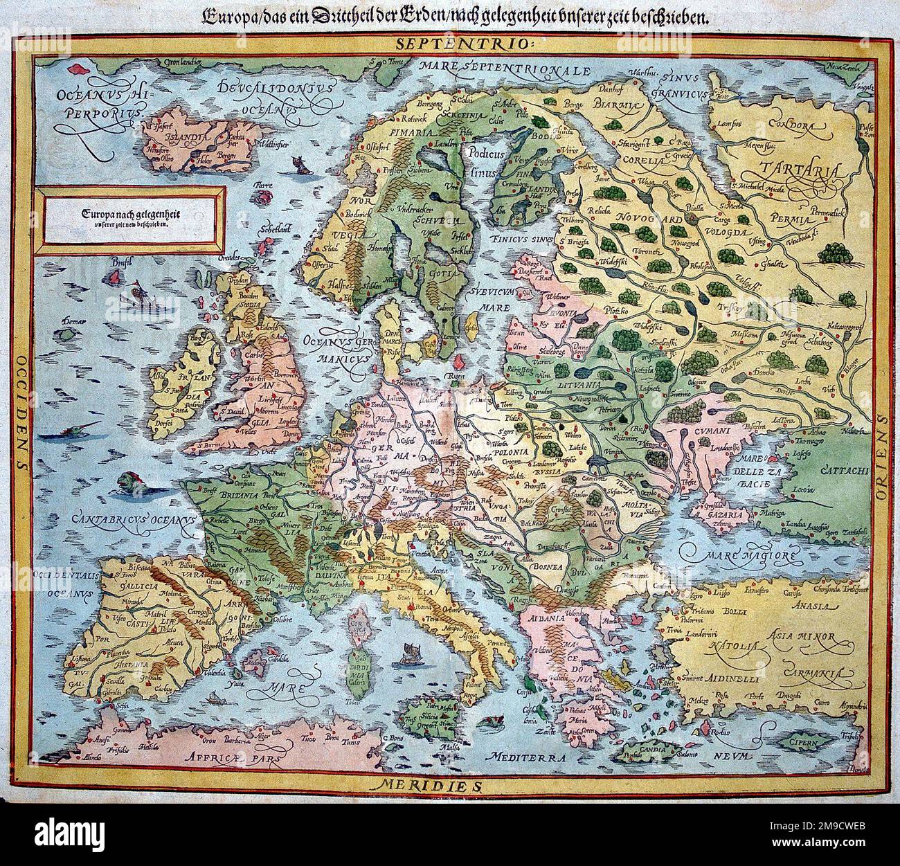 Carte de l'Europe du 16th siècle Banque D'Images
