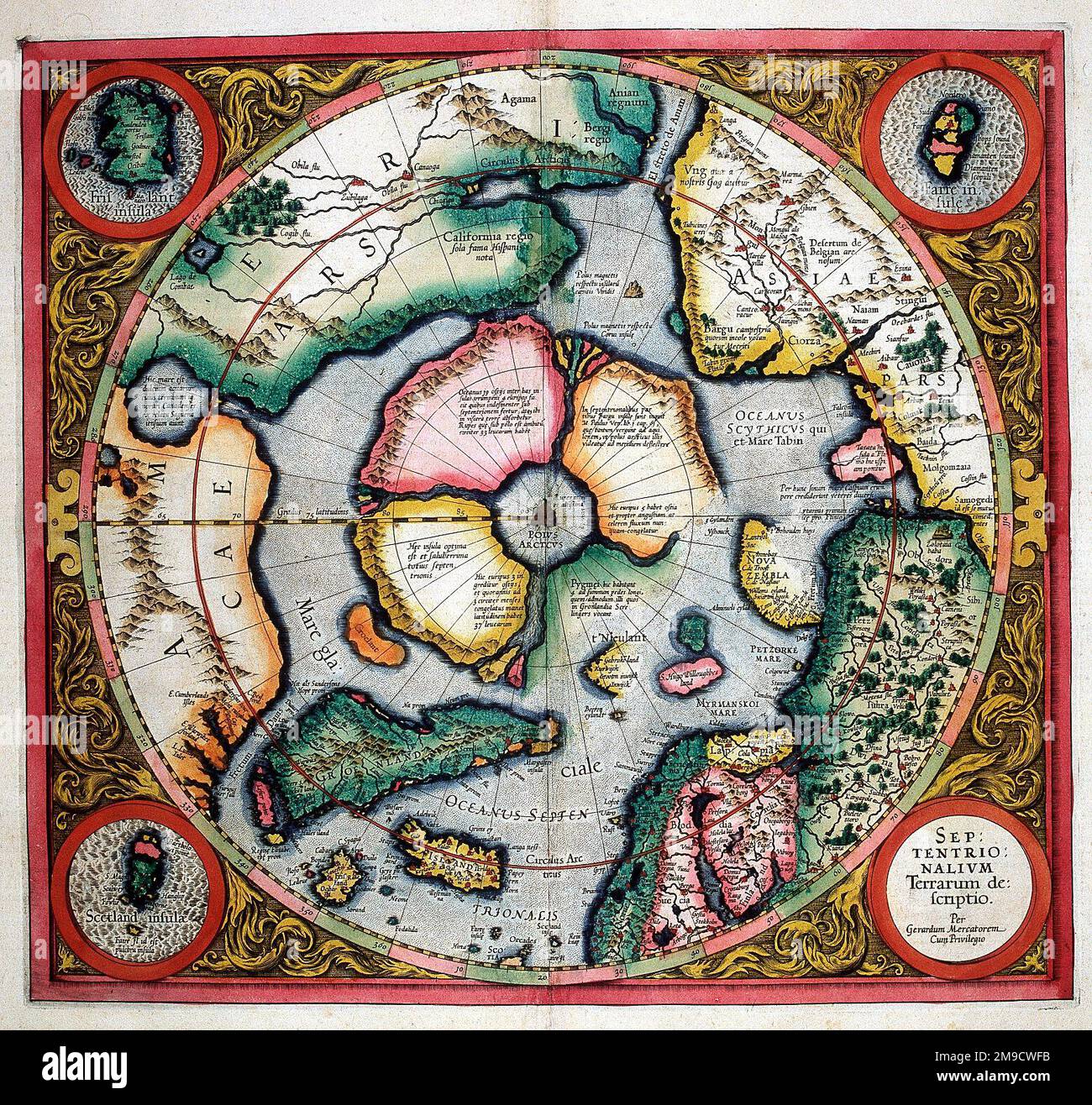 17th siècle carte du pôle Nord - Septentrionalium Terrarum Descriptio Banque D'Images