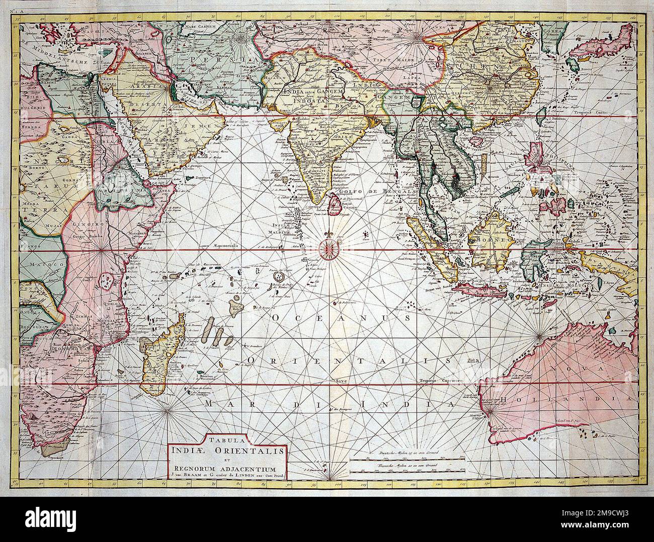 Carte du 18th siècle de l'océan Indien - Tabula India orientalis Banque D'Images