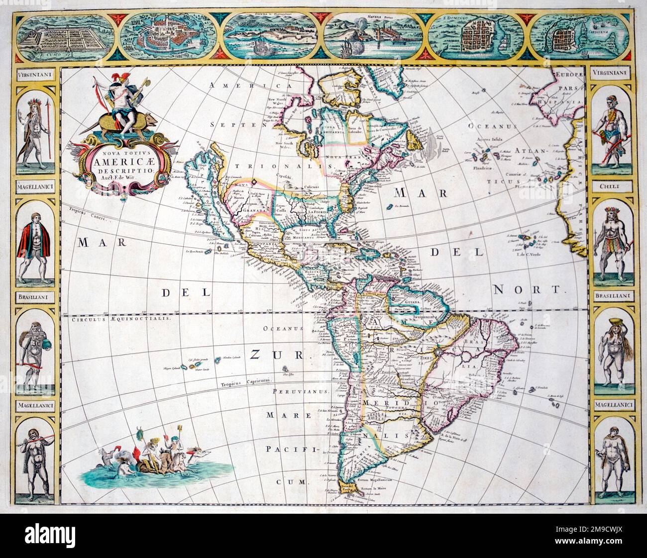 Carte du 18th siècle de l'Amérique du Nord et du Sud Banque D'Images