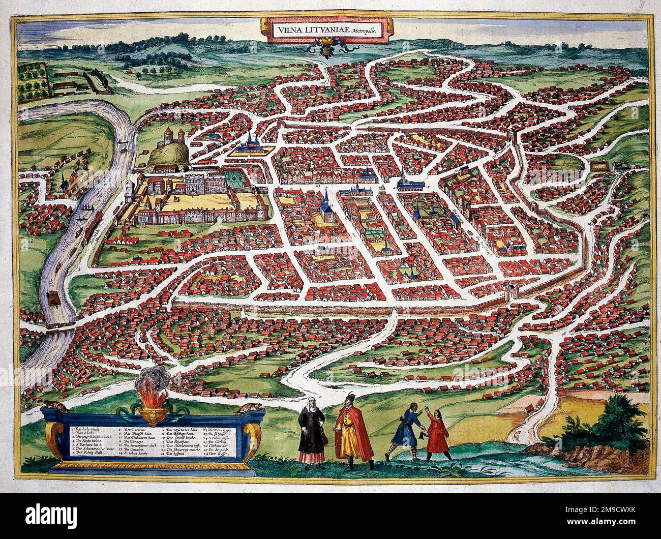 16th Century carte de Vilnius, Lituanie - Vilna Lituaniae métropole Banque D'Images