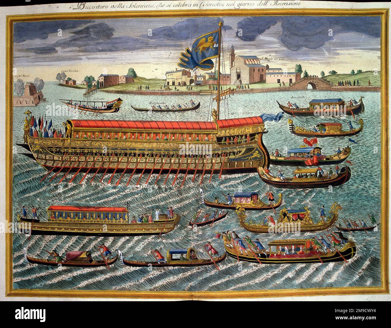 Venise - célébration du jour de l'Ascension par le Doge sur la barge Bucentaur (Bucintoro) qui va effectuer le mariage de la mer Banque D'Images