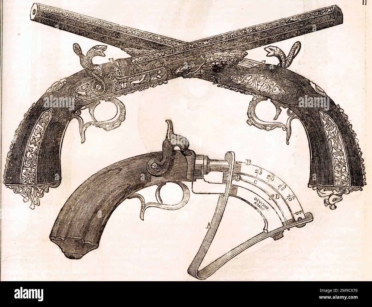 Corset de pistolets en acier cisé, M Devisme, Paris Banque D'Images