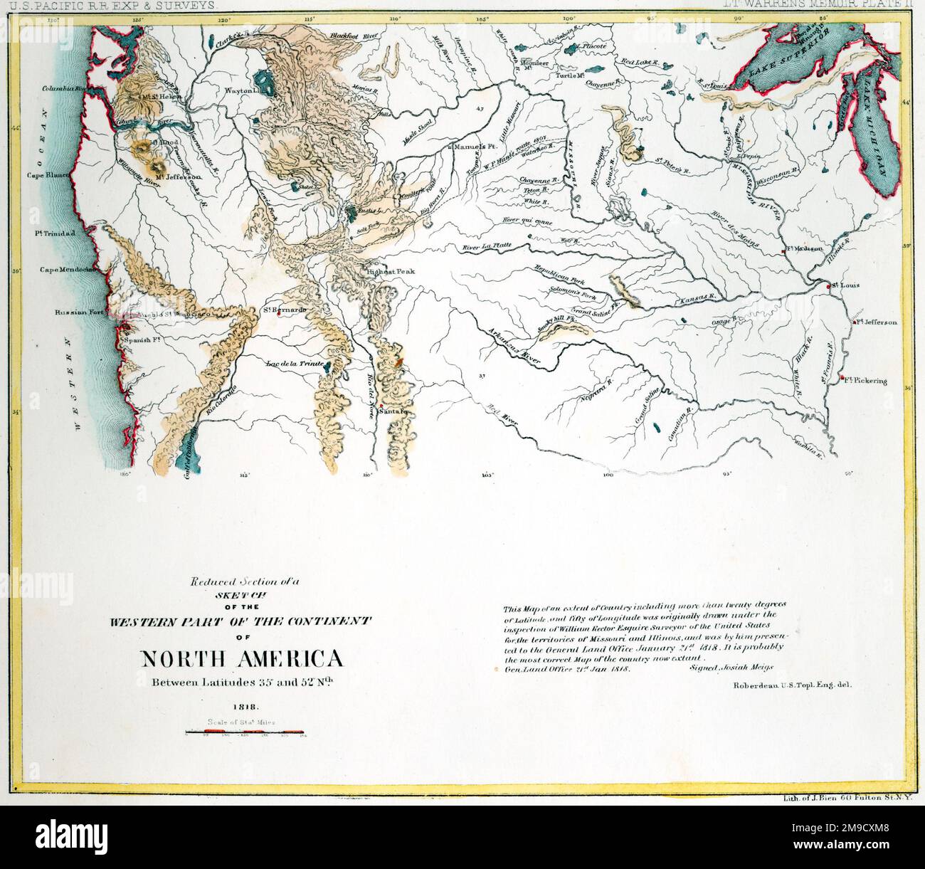 19th siècle carte de la partie occidentale de l'Amérique du Nord Banque D'Images