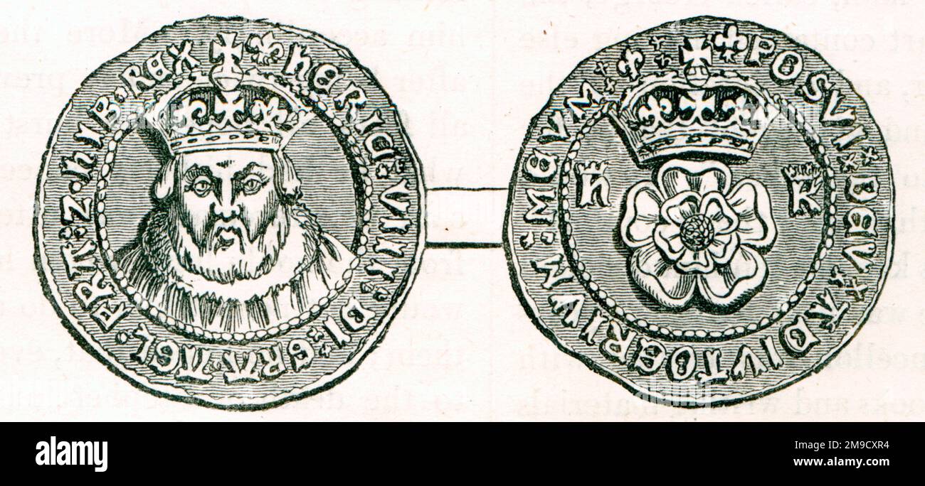 Shilling coin de Henry VIII Banque D'Images