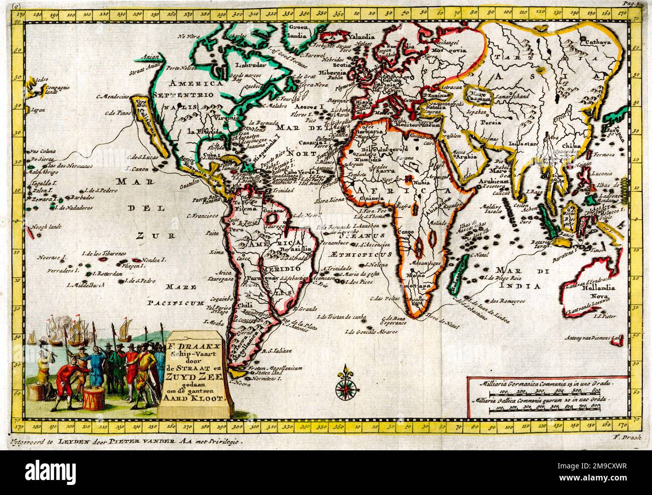 Carte du monde datant du 18th siècle Banque D'Images