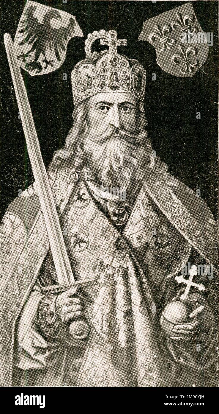 Charlemagne dans les robes de Coronation de l'empereur allemand 1510 Banque D'Images