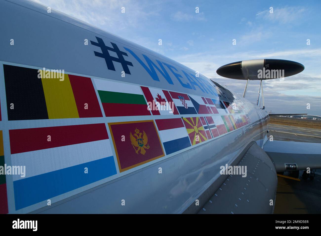 Otopeni, Roumanie - 17 janvier 2023 : systèmes d'alerte et de contrôle aéroportés AWACS arrivées d'avions de la Force aérienne d'alerte et de contrôle de l'OTAN – NA Banque D'Images