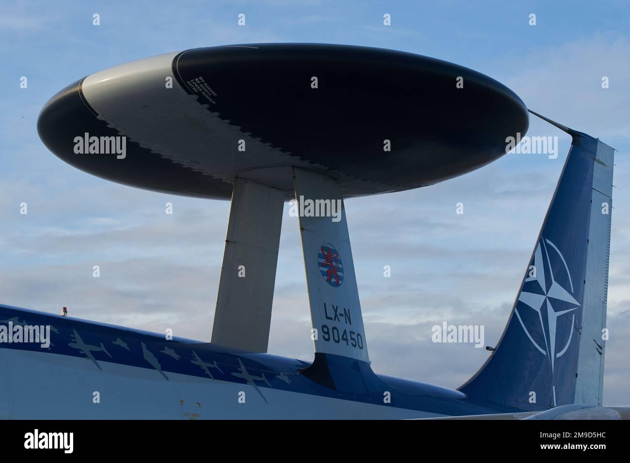 Otopeni, Roumanie - 17 janvier 2023 : systèmes d'alerte et de contrôle aéroportés AWACS arrivées d'avions de la Force aérienne d'alerte et de contrôle de l'OTAN – NA Banque D'Images