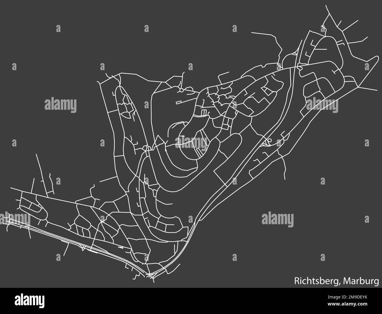 Carte des rues du QUARTIER de RICHTSBERG, MARBURG Illustration de Vecteur