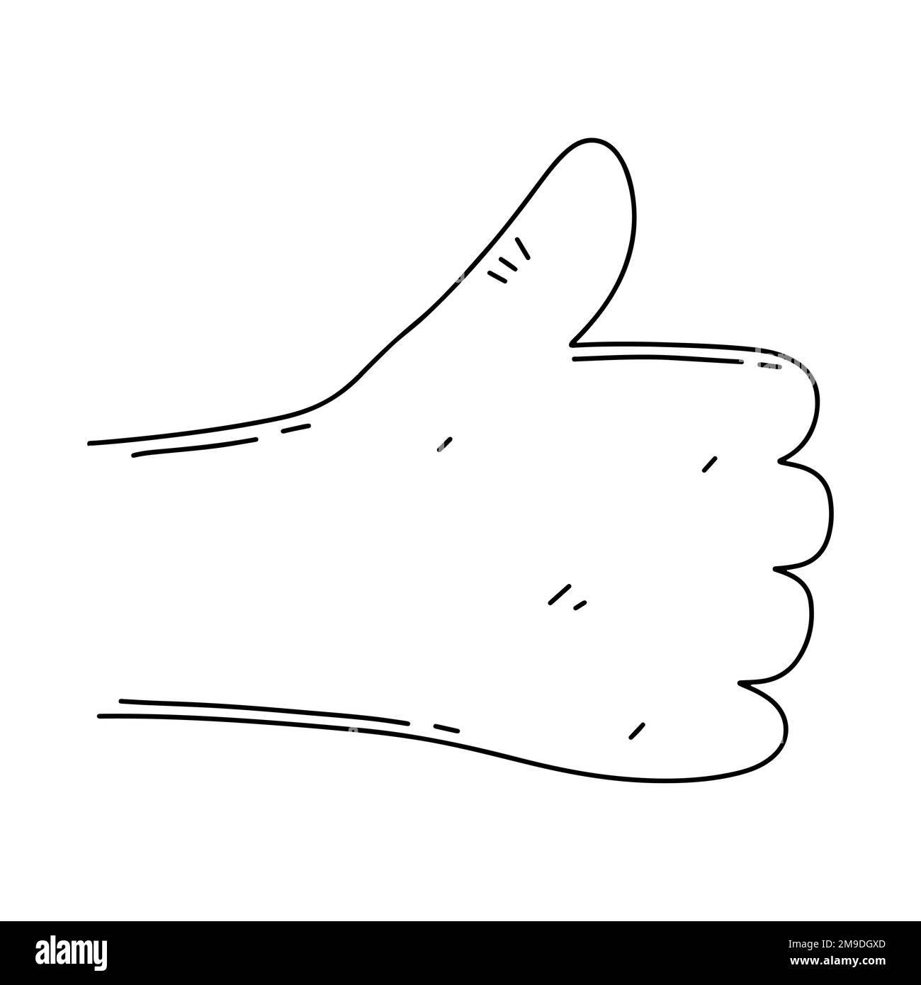 Faites un pouce vers le haut comme un symbole dans un style de caniche dessiné à la main. Illustration vectorielle avec un arrière-plan blanc Illustration de Vecteur